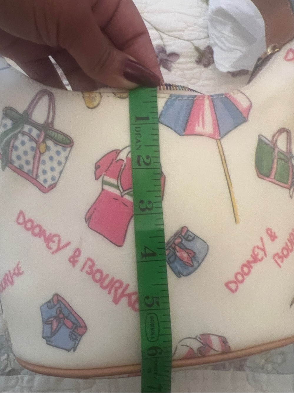 Dooney & Bourke Cream Shoulder Bag with Pink, Green & Blue Beach Print - Picture 9 of 10